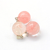 Round Dyed Cherry Quartz Glass Pendants G-Q434-06-2