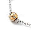Crystal Rhinestone Round Beaded Bracelet with 304 Stainless Steel Chains for Women BJEW-E108-14P-3