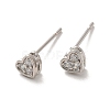 Clear Cubic Zirconia Heart Stud Earrings EJEW-K093-24P-1