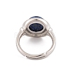 Natural Lapis Lazuli Round Adjustable Rings RJEW-K271-04P-11-4
