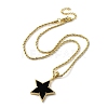 Brass Enamel Star Pendant Necklaces for Women NJEW-K381-09G-01-4