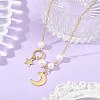 Brass Moon Star Pendant Cable Chains Necklaces for Women NJEW-JN06520-1