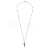 Brass Micro Pave Black Zirconia Cross Pendant Necklaces NJEW-M211-05D-P-5