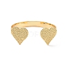 Brass Double Heart Open Cuff Bangle for Women BJEW-P280-01G-2