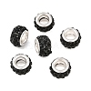 Polymer Clay Rhinestone European Large Hole Beads with Silver Color Plated Brass Cores FPDL-R002-01-3