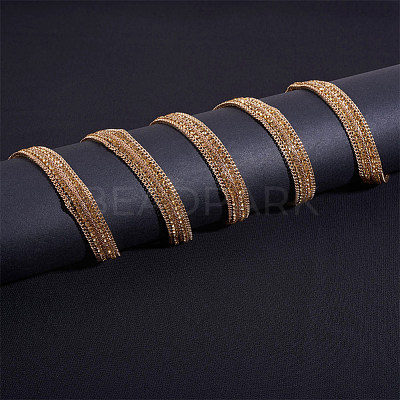 Iron Chain and Two Rows Rhinestone Cup Chain((Hot Melt Adhesive On The Back) CH-BC0001-02-1