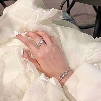 Alloy Crystal Rhinestone Cuff Bangles for Women FS-WG50859-01-1