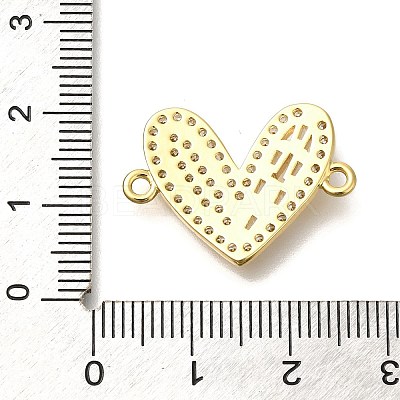 Rack Plating Brass Micro Pave Clear Cubic Zirconia Heart Links Connector Charm KK-P287-52G-02-1