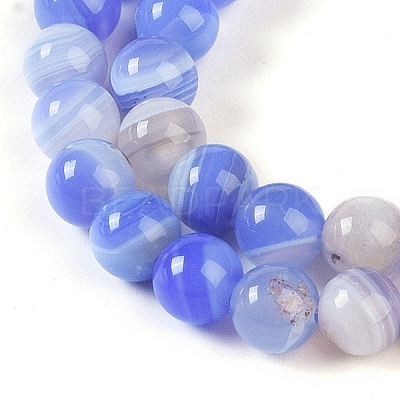 Natural Striped Agate/Banded Agate Beads Strands G-Z060-A01-A20-1