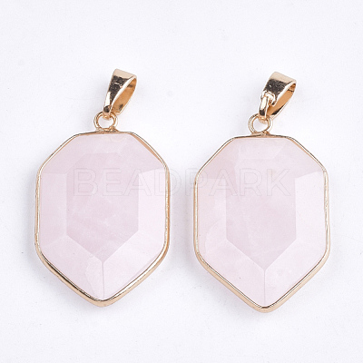 Natural Rose Quartz Pendants G-S344-12D-1
