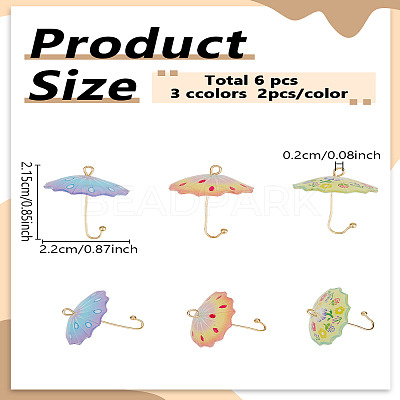 6Pcs 3 Colors Acrylic Pendants OACR-LP0001-07-1