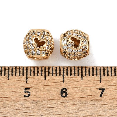Brass Micro Pave Cubic Zirconia Beads KK-F906-23G-1