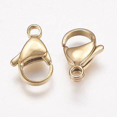 Ion Plating(IP) 304 Stainless Steel Lobster Claw Clasps LS-STAS-P185-15-G-1