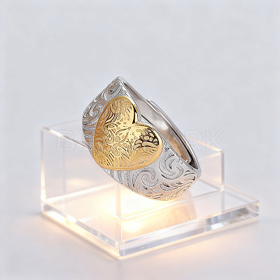 Heart Adjustable Brass Finger Rings WG5155F-01-1