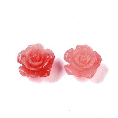 Synthetic Coral 3D Flower Rose Beads CORA-A005-14mm-1