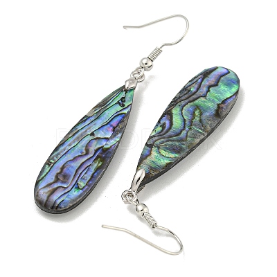 Rack Plating Brass Natural Paua Shell Dangle Earrings EJEW-N055-53P-1