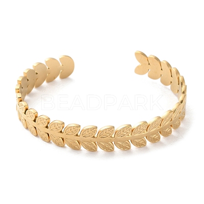 304 Stainless Steel Cuff Bangles for Women BJEW-K263-05G-03-1