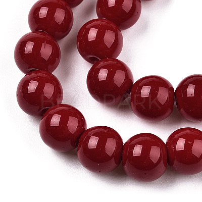 Opaque Solid Color Glass Beads Strands LS-GLAA-T032-P8mm-05-1