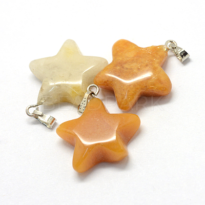 Star Natural Topaz Jade Pendants G-Q367-26-1