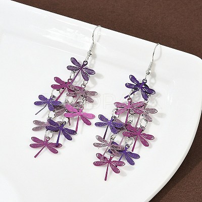 430 Stainless Steel Dragonfly Dangle Earrings EJEW-A137-04P-05-1