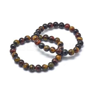 Natural Tiger Eye Bead Stretch Bracelets BJEW-K212-C-005-1
