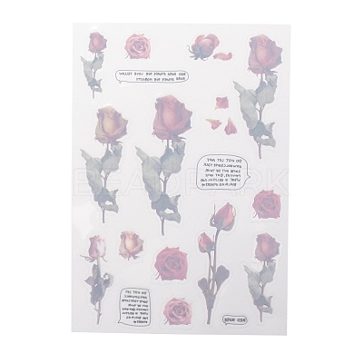 Flower Pattern Waterproof Self Adhesive Hot Stamping Stickers DIY-I063-08-1