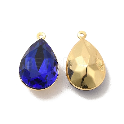 Real 18K Gold Plated Brass with Glass Pendants KK-177-22G-04-1