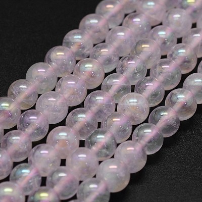 Electroplated Natural Rose Quartz Beads Strands G-K285-06-6mm-1