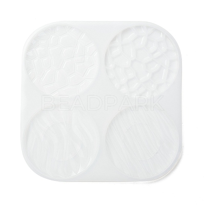 Flat Round with Water Ripple Cup Mat Silicone Molds X-DIY-L065-03-1