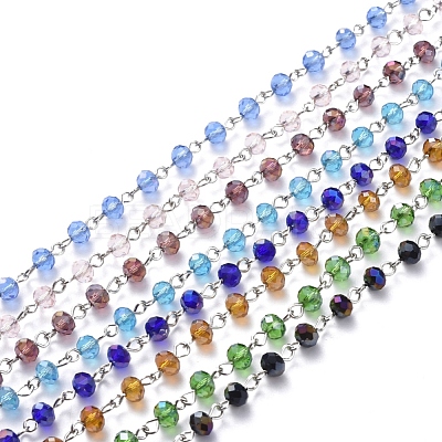 Handmade Electroplate Glass Beaded Chains AJEW-JB00528-1