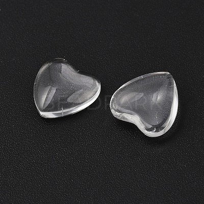 Transparent Glass Heart Cabochons GGLA-R021-10mm-1