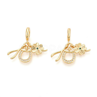 Brass Micro Pave Cubic Zirconia European Dangle Charms KK-N271-15G-1