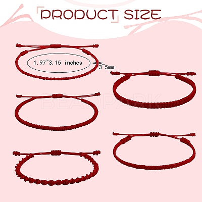 5Pcs 5 Style Nylon Thread Woven Braided Bracelets Set BJEW-SW00054-1