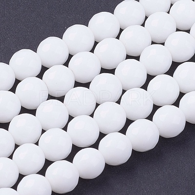 Natural White Jade Bead Strands G-R166-8mm-22-1
