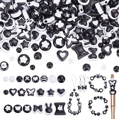 260Pcs 21 Styles Two-tone Acrylic Beads OACR-AR0001-36-1