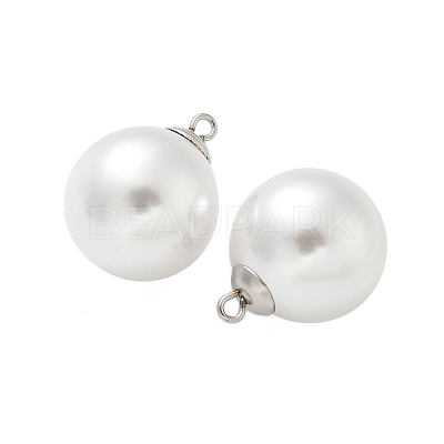 Plastic Imitation Pearl Beads Pendants STAS-Z009-02G-P-1