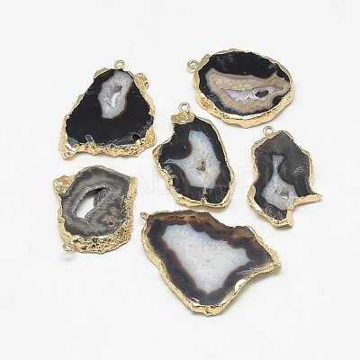 Natural Druzy Agate Slices Pendants G-Q494-65J-G-1