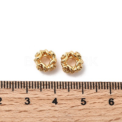 Brass Micro Pave Cubic Zirconia Beads KK-F916-11G-1