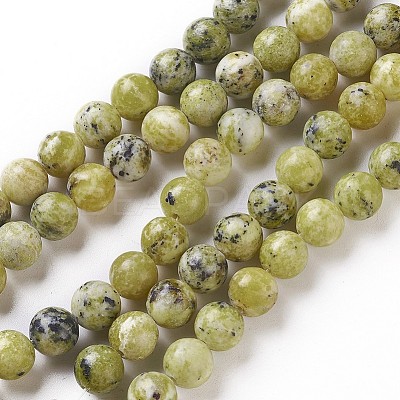 Natural Yellow Turquoise(Jasper) Beads Strands G-Q462-6mm-22-1