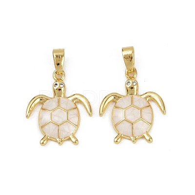Brass Micro Pave Cubic Zirconia Pendants X-KK-C093-09G-01-1