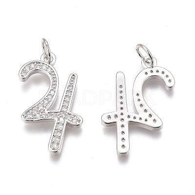 Brass Micro Pave Clear Cubic Zirconia Pendants ZIRC-O035-08P-1