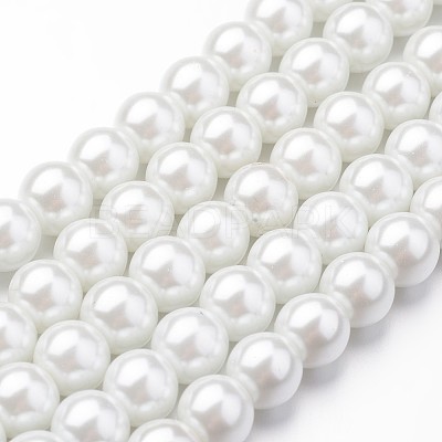 Eco-Friendly Dyed Glass Pearl Round Bead Strands X-HY-A008-8mm-RB001-1