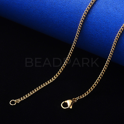 PVD Vacuum Plating 304 Stainless Steel Curb Chain Necklace NJEW-S420-001A-G-1