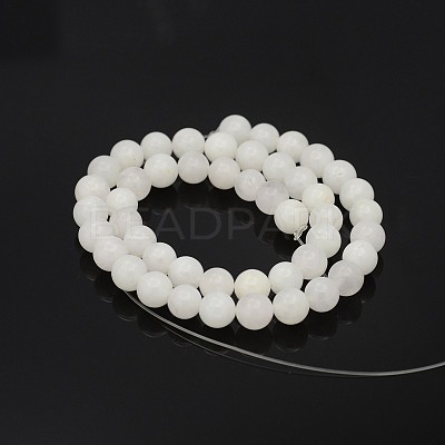 Natural Round White Jade Bead Strands X-G-P070-01-8mm-1