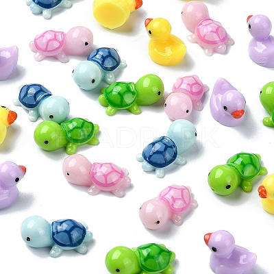25Pcs 5 Styles Mini Tortoise & Duck Resin Display Decorations RESI-YW0001-61-1