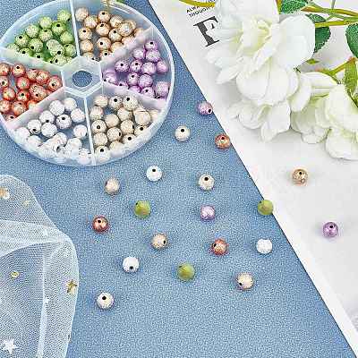 Spray Painted Acrylic Beads ACRP-PH0001-03-WH-1