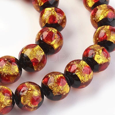 Handmade Silver Foil Glass Lampwork Beads LAMP-P051-G06-10mm-1
