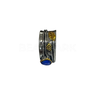 Teardrop & Flower & Leaf Pattern Alloy with Glass Finger Rings FS-WG58DE6-01-1
