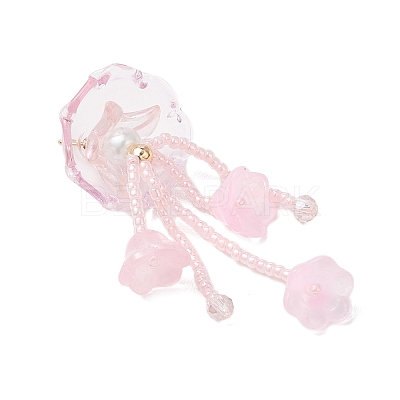 Glass Seed Beaded Jellyfish Big Pendants X-PALLOY-MZ01166-03-1
