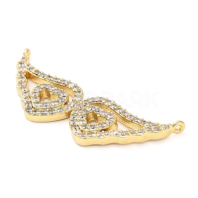 Brass Micro Pave Clear Cubic Zirconia Hollow Wings with Heart Connector Charms KK-L229-062G-1